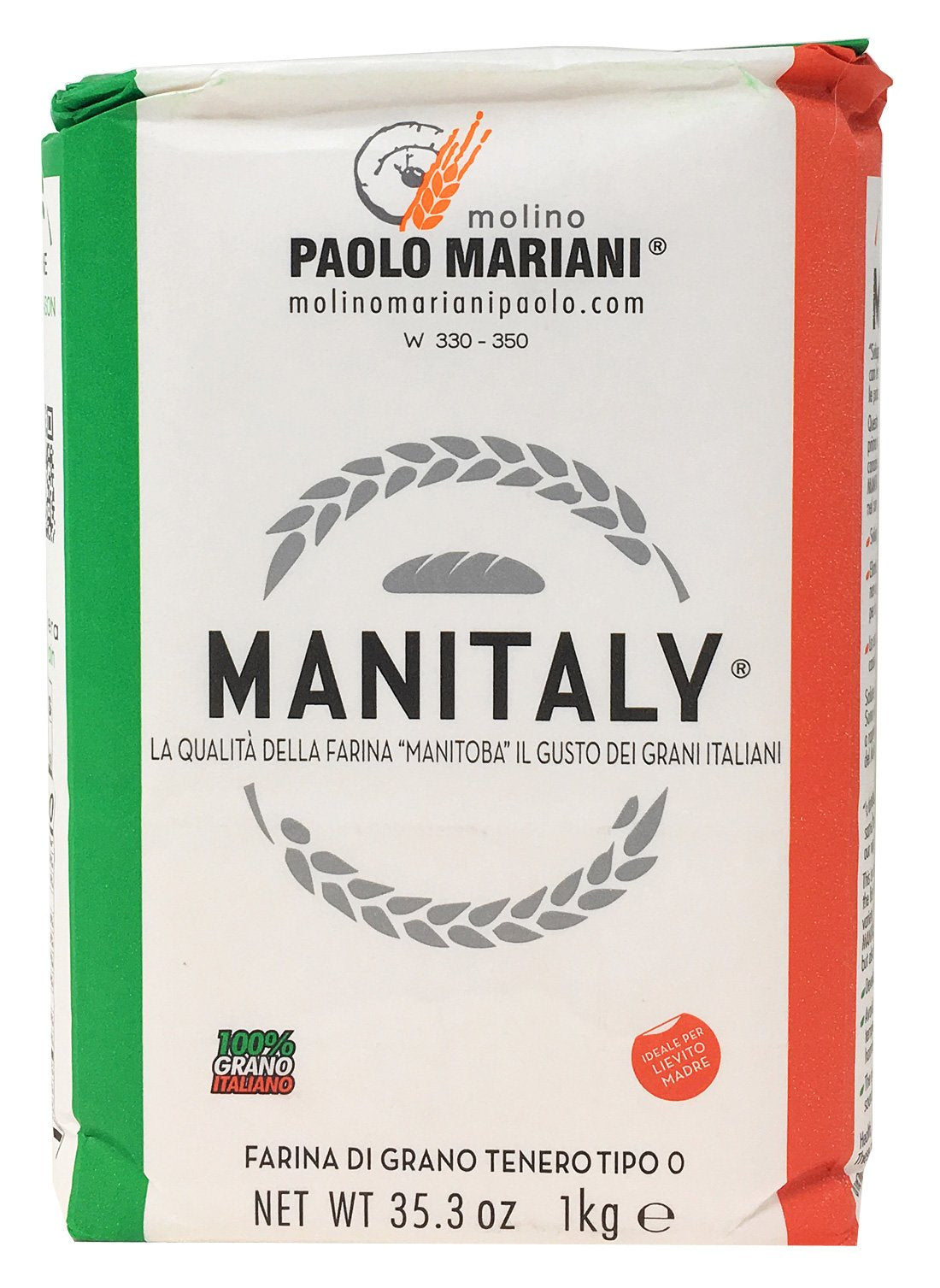 Manitaly 1kg flour bag for reliable Type 0 baking