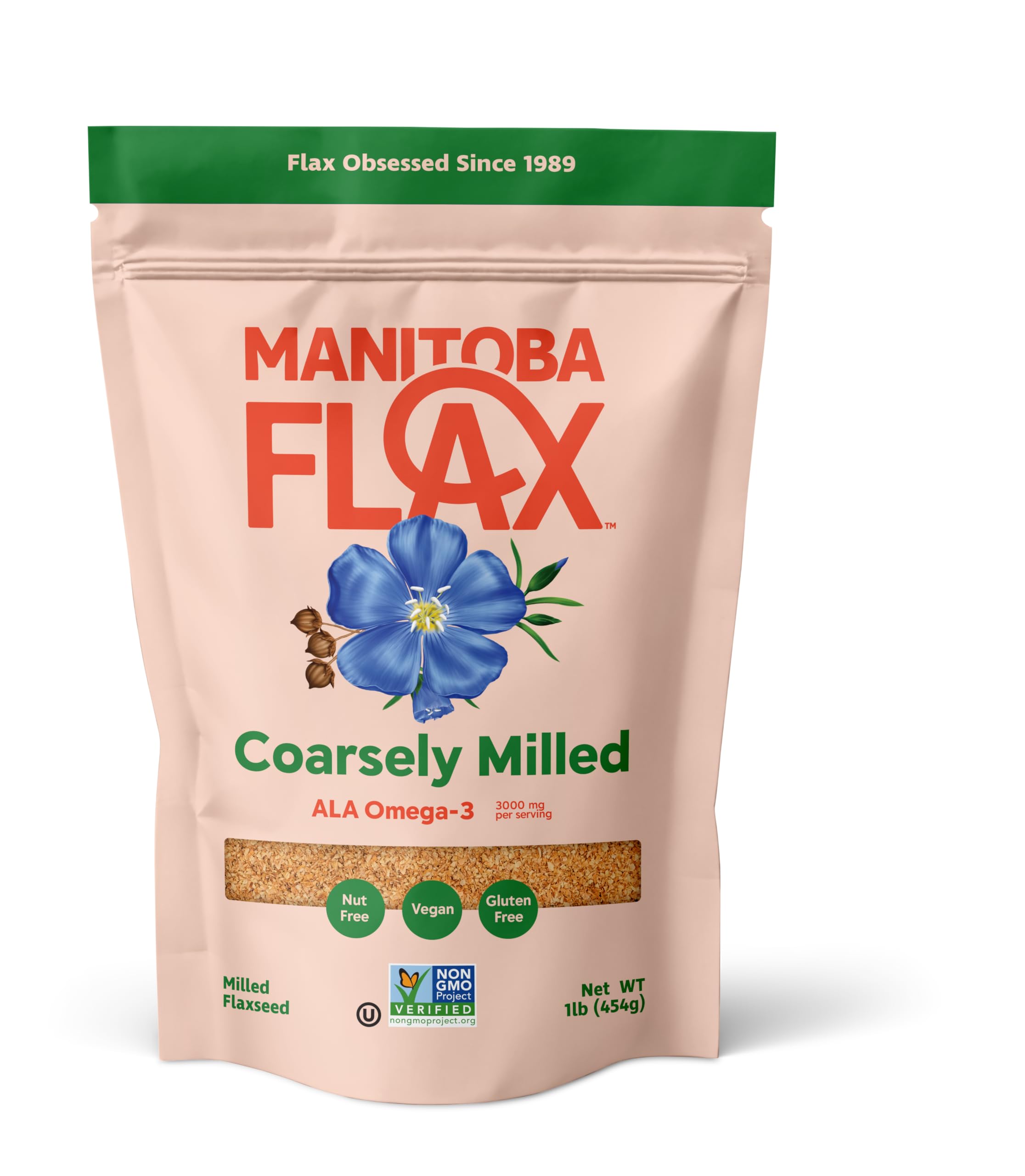 Manitoba Flax coarsely ground flaxseed bag for baking and meals
