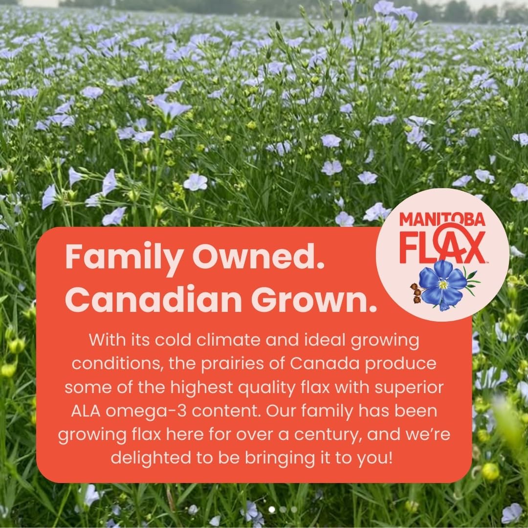 Manitoba Flax Premium Powder Canadian origin; milled in Canada for quality flax powder.