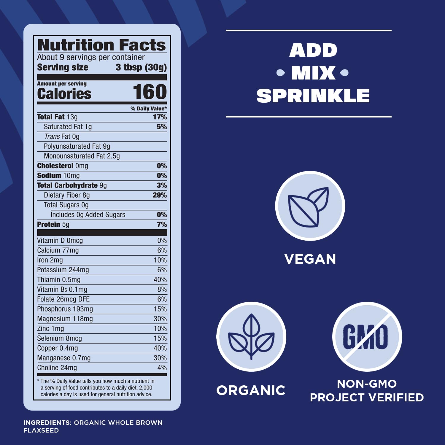 Manitoba Harvest flaxseed mixed into a smoothie for nutrition