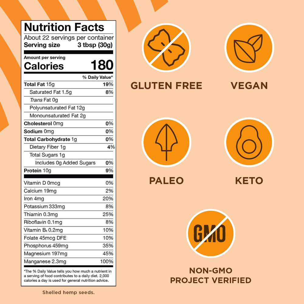 Manitoba Harvest Non-GMO verified label on hemp hearts package.