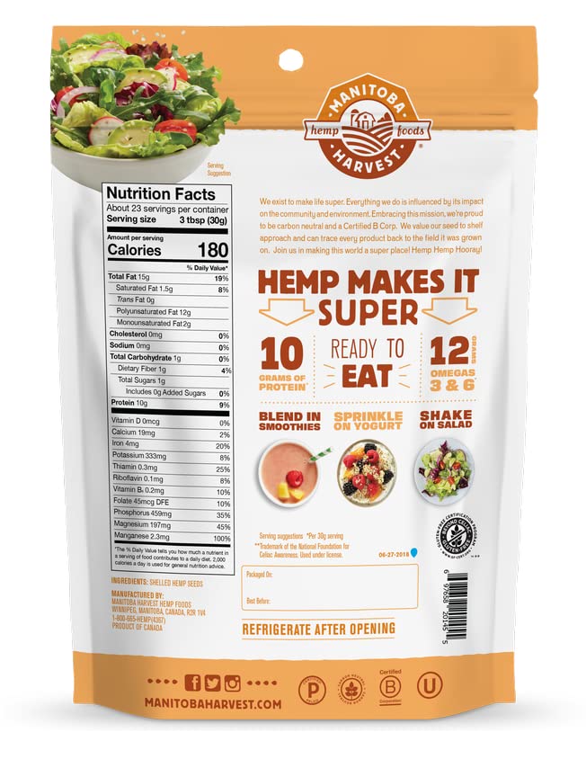 Manitoba Harvest hemp hearts on a salad delivering omega-3 and omega-6.