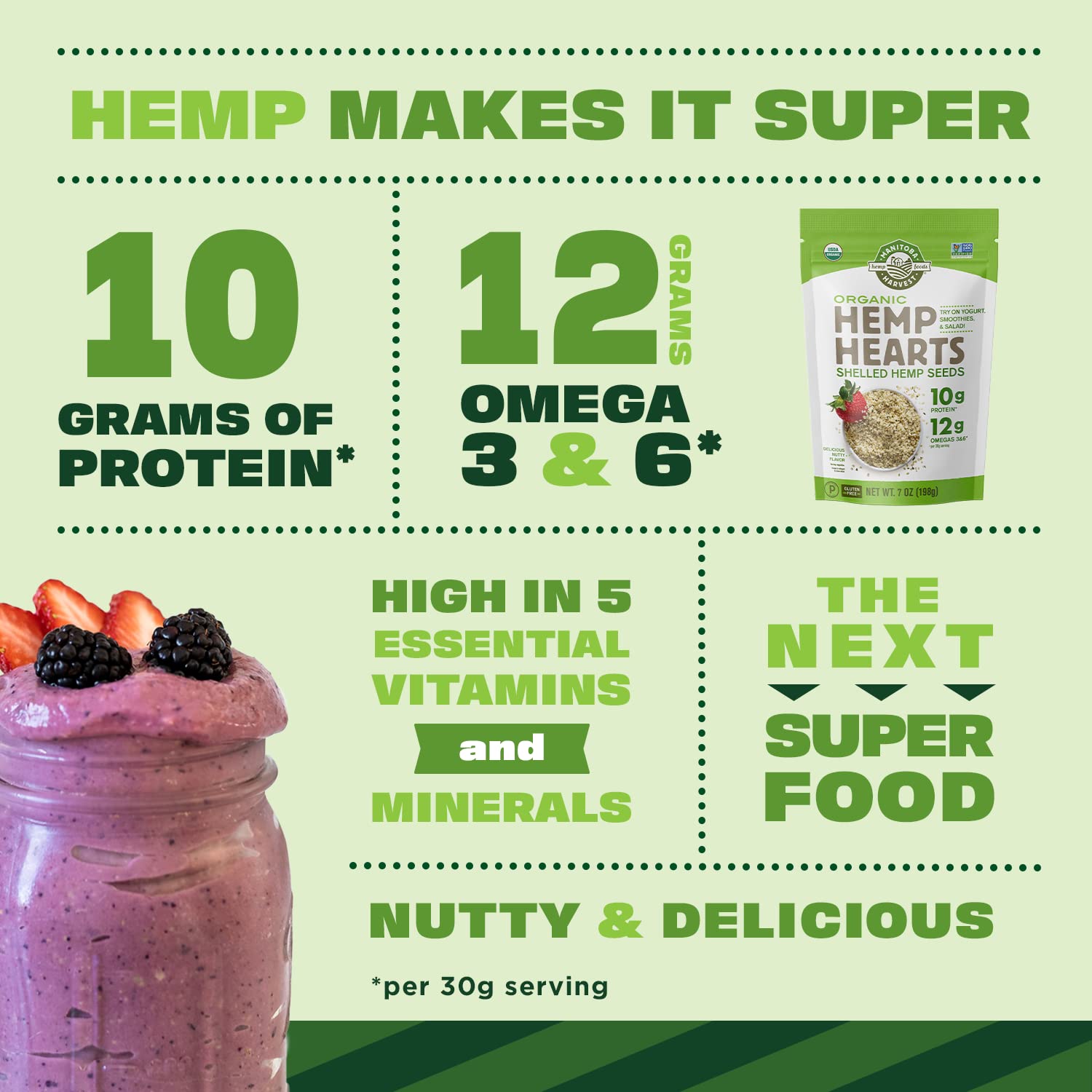 Manitoba Harvest Hemp Hearts sprinkled on salad for a nutty flavor boost.