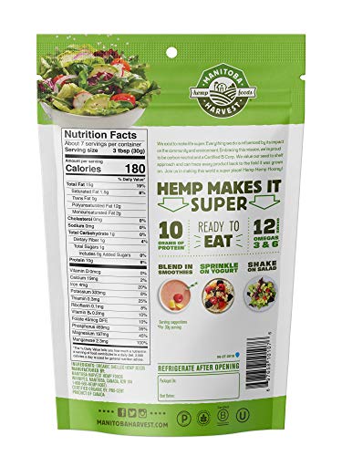 Manitoba Harvest hemp hearts sprinkled on yogurt for texture and omega nutrition