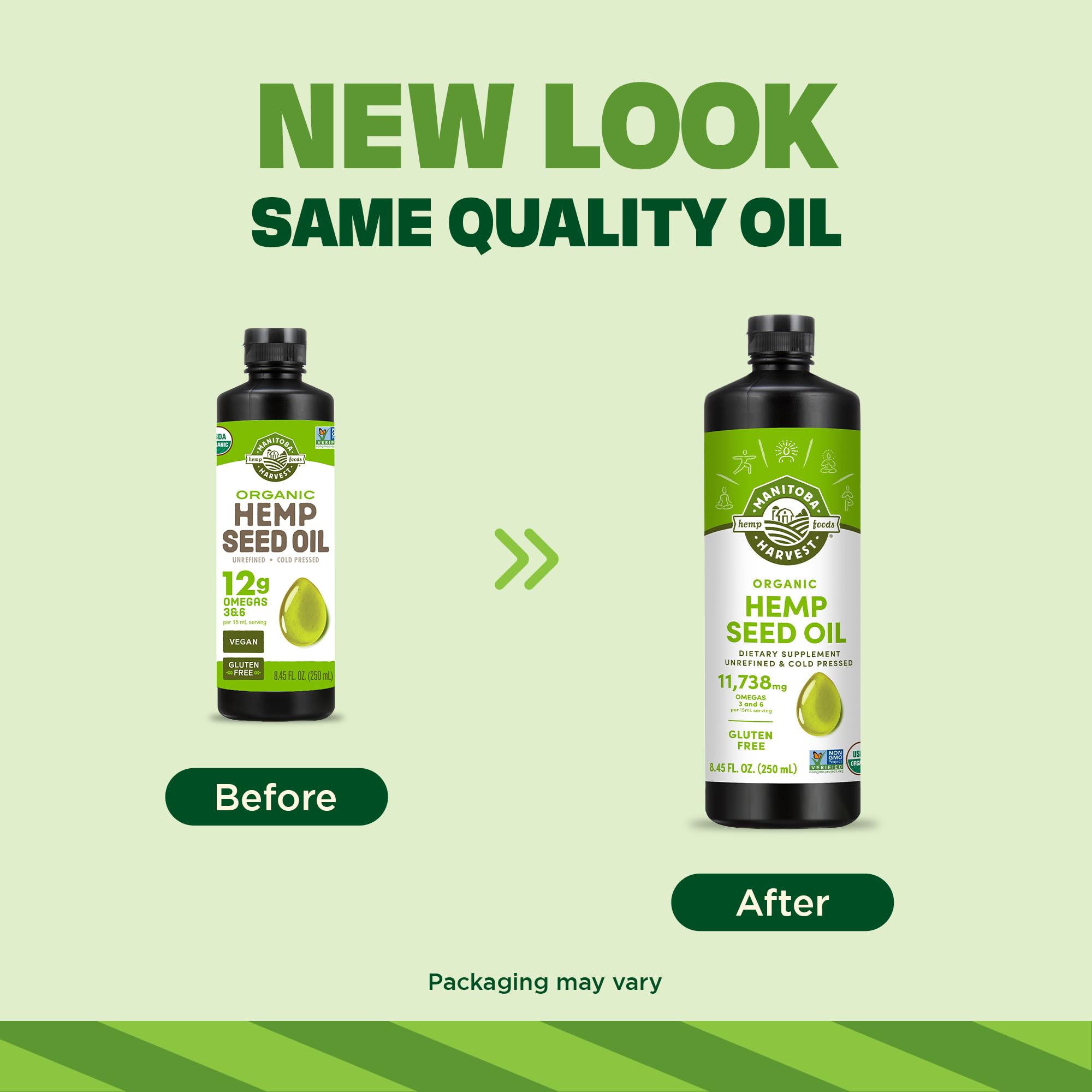 Manitoba Harvest hemp oil pour highlighting a rich nutty flavor for dressings.