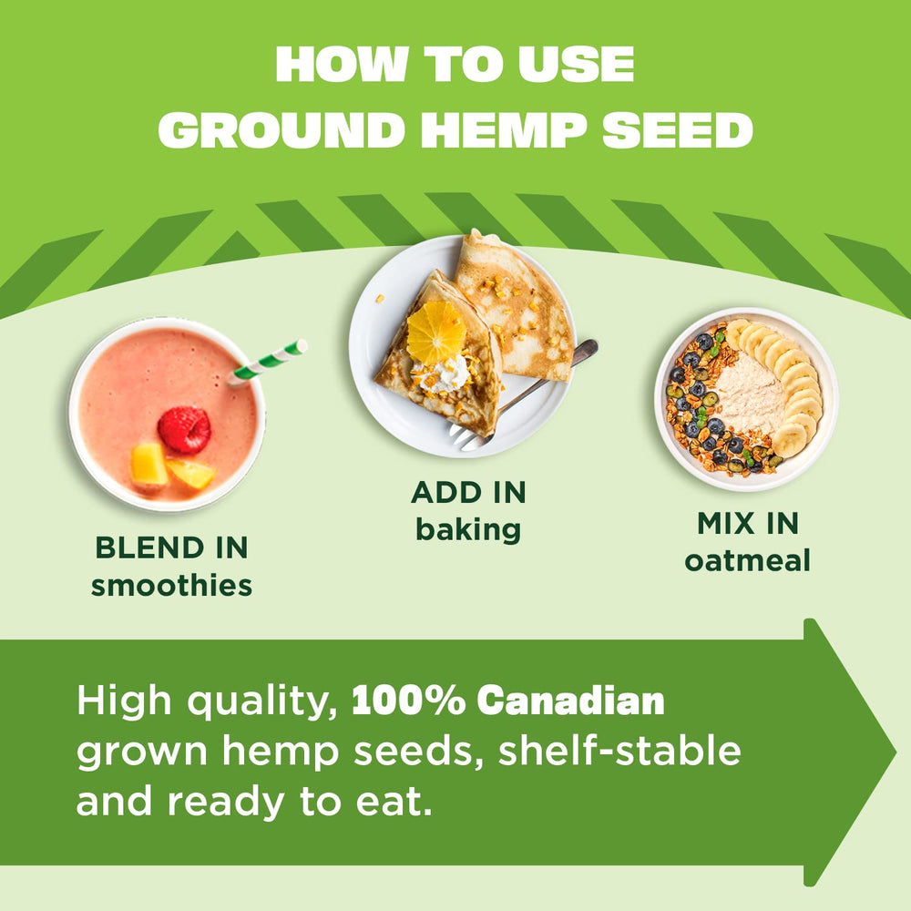 Manitoba Harvest hemp seeds sprinkled on yogurt for creamy texture and crunch.