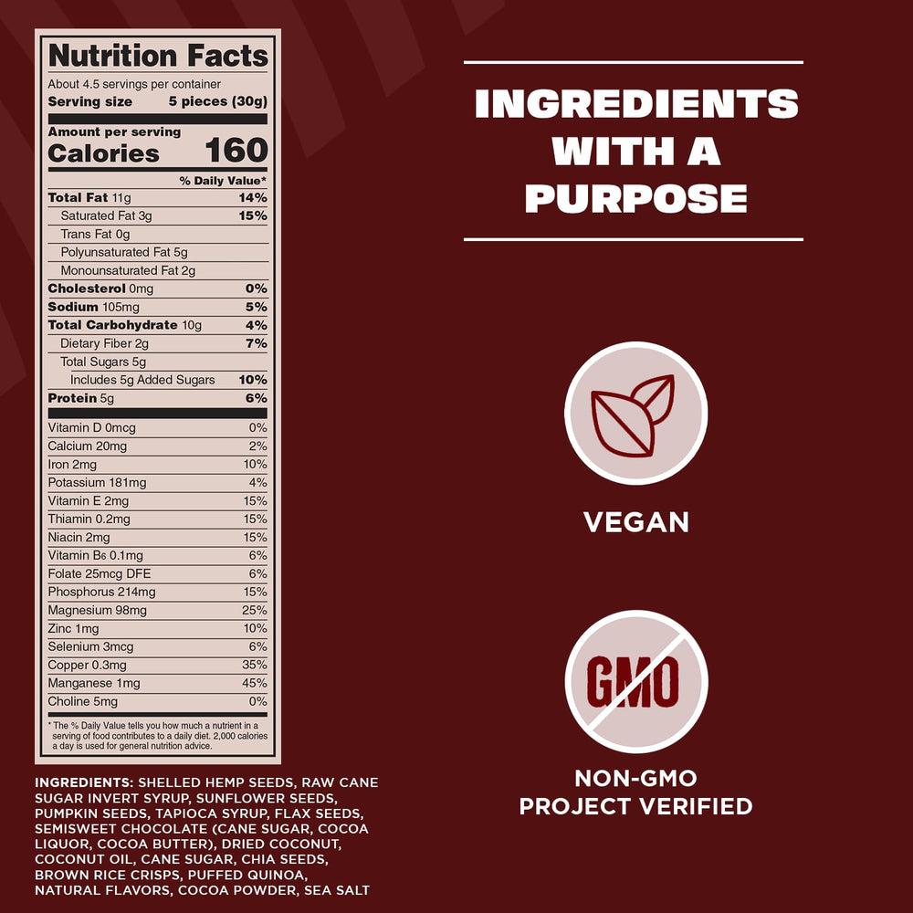Manitoba Harvest Superseed ingredients display: quinoa, hemp, chia, flax for plant-based nutrition.