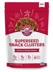 Manitoba Harvest Superseed Snack Clusters packshot in maple brown sugar, quick plant protein option