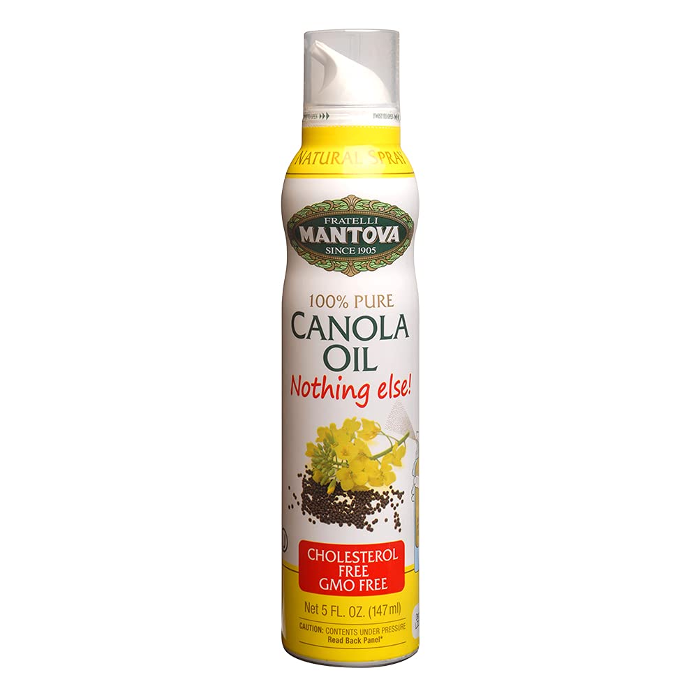 Mantova Canola Oil Spray bottle front view for quick, even coating