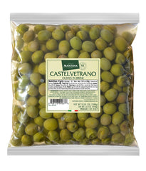 Mantova Castelvetrano olives in mild brine, ready-to-eat for a heart-healthy snack.