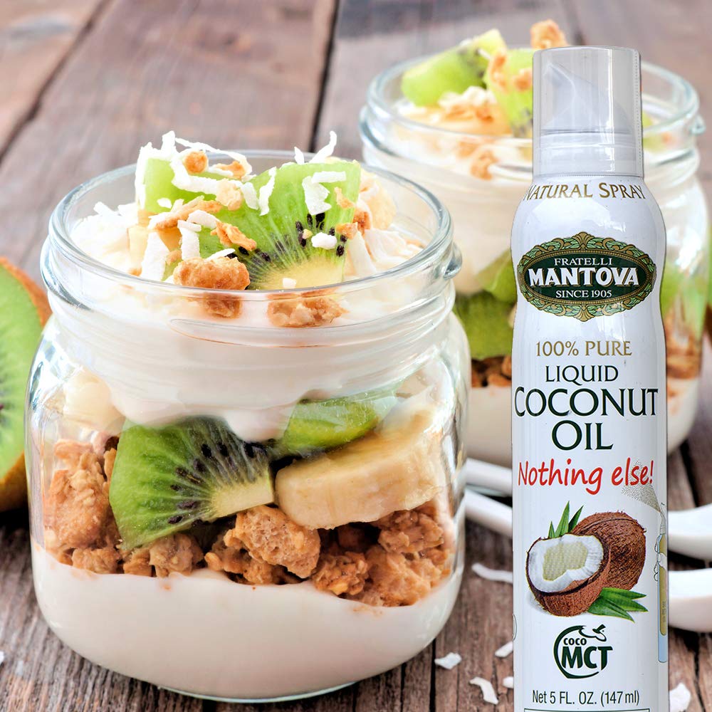 Mantova spray on eggs in a pan for even cooking