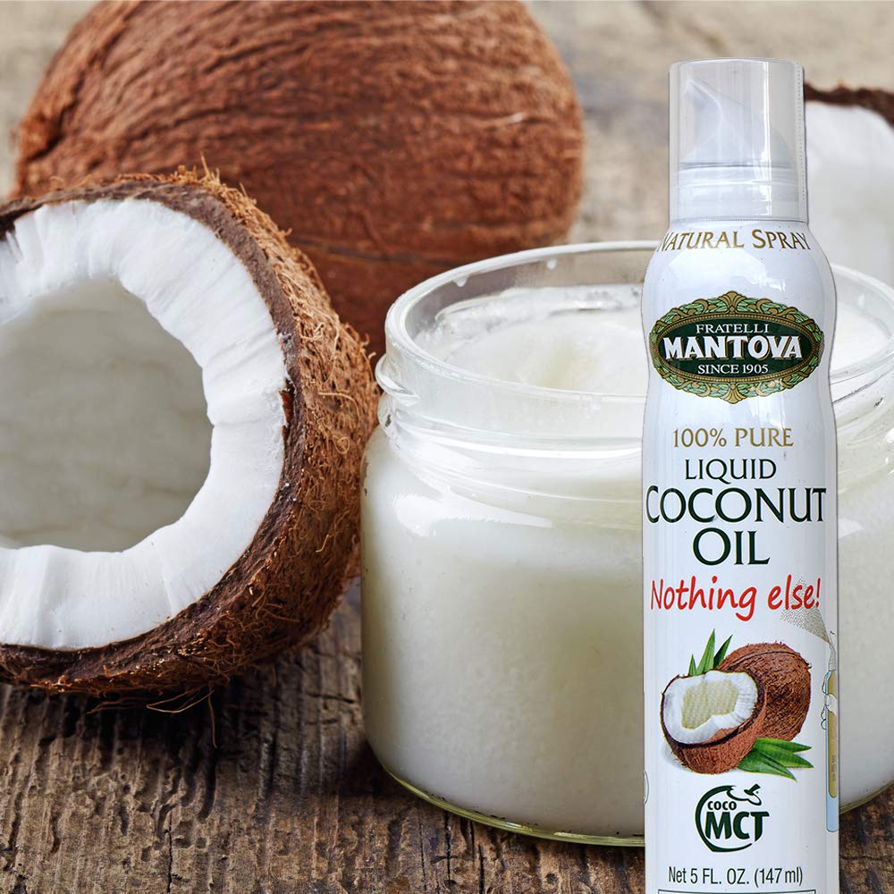 Mantova coconut oil spray in a kitchen scene for versatile cooking