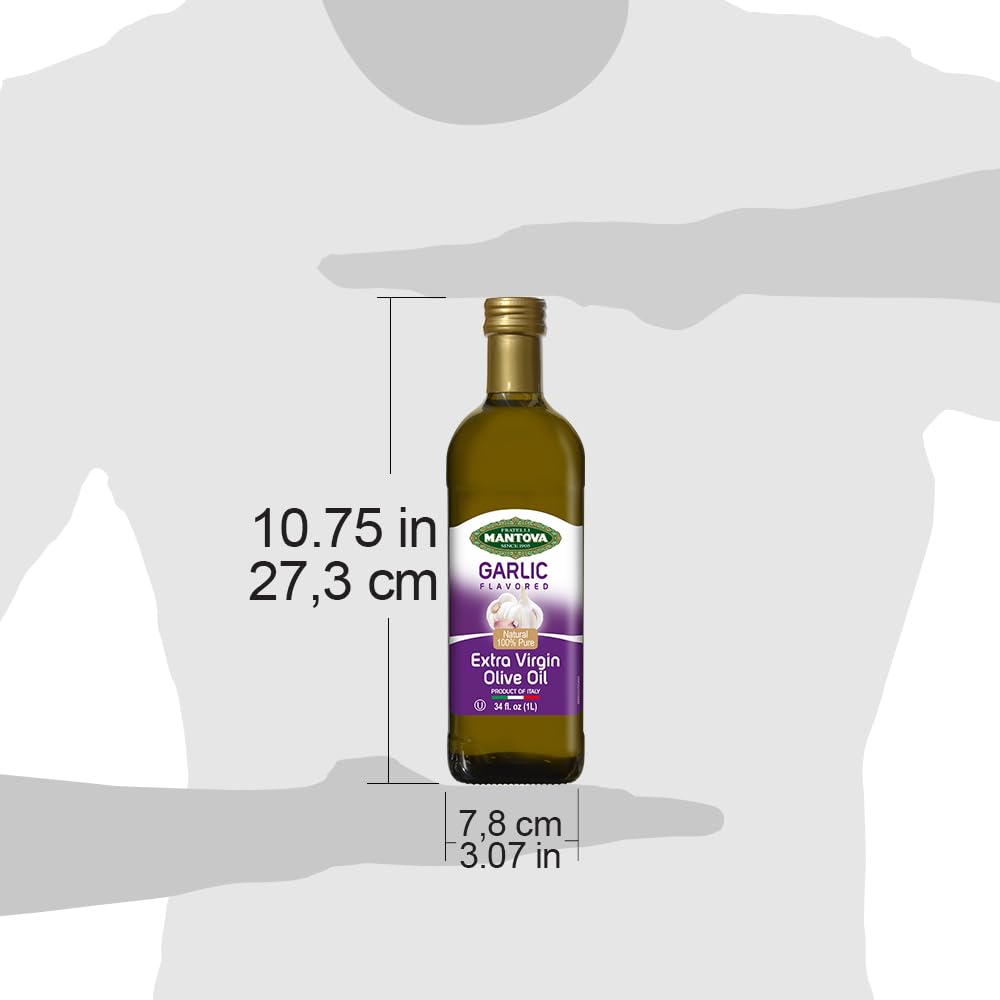 Mantova Garlic EVOO pasta dish close-up emphasizes garlic-infused richness with pasta.