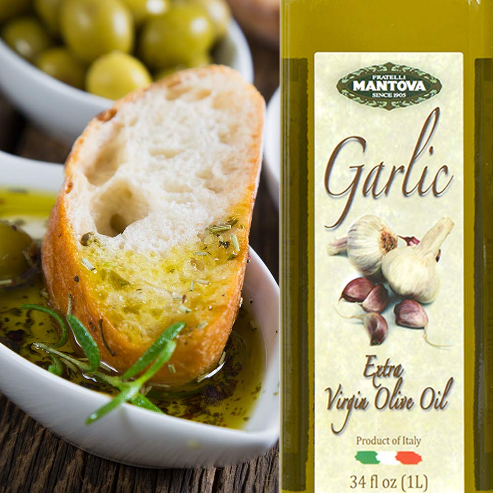 Mantova Garlic EVOO salad bowl drizzle adds fresh greens and vegetables flavor.