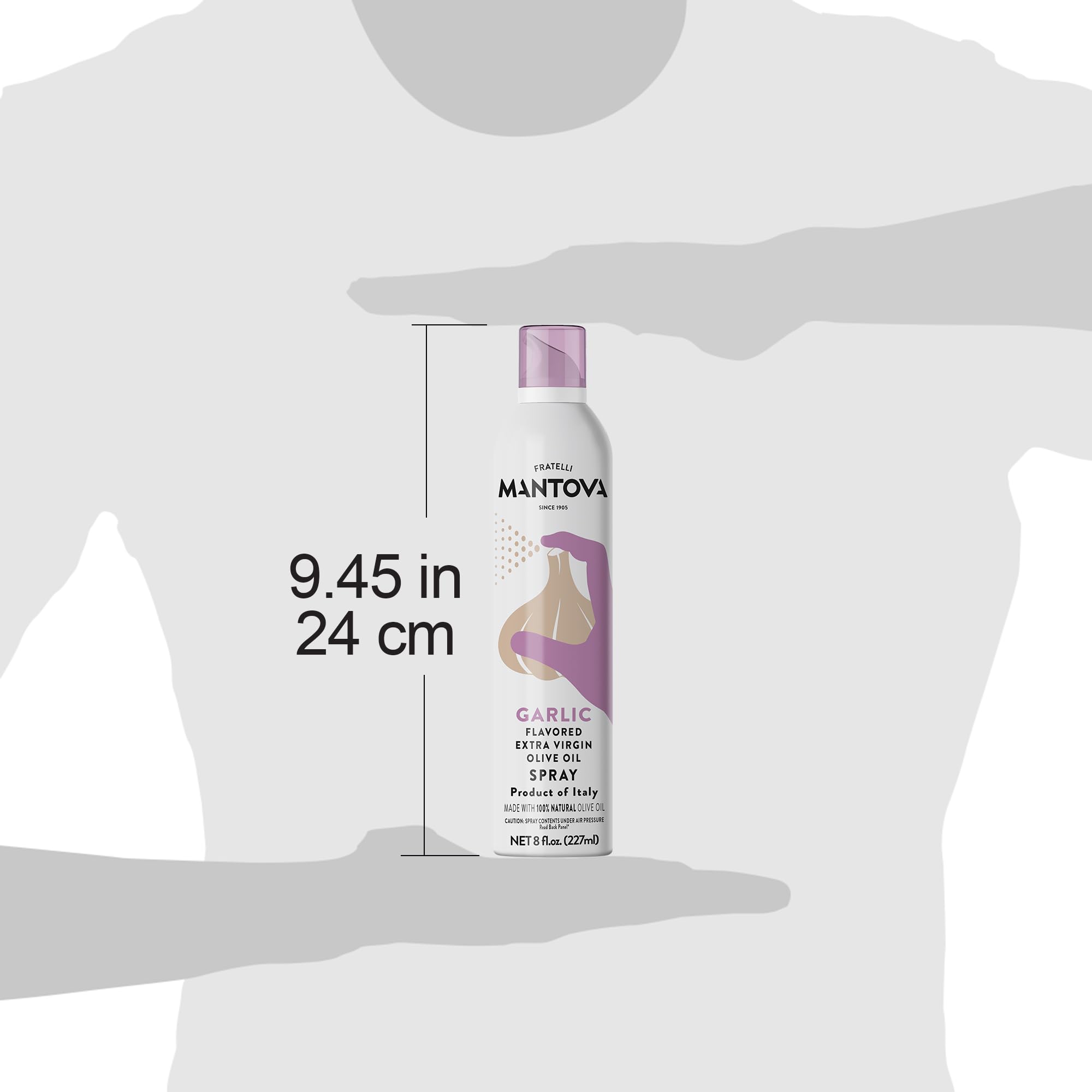 Mantova Garlic EVOO Spray ideal for salads and light seasoning