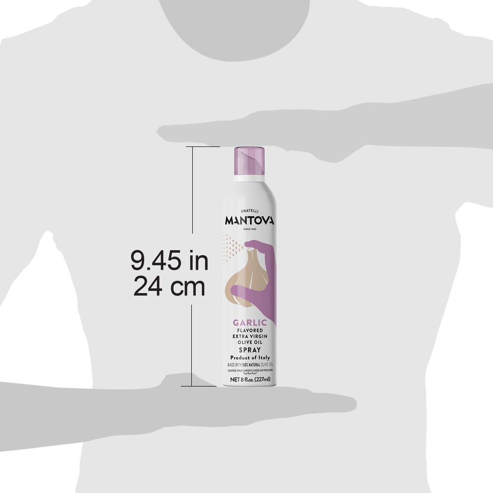 Mantova Garlic EVOO Spray ideal for salads and light seasoning