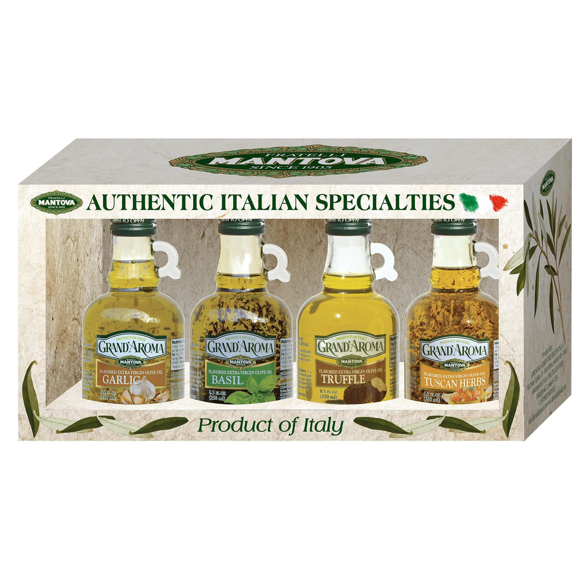 Mantova Grand’Aroma Tuscan Herb oil bottle for fresh salads and grilled vegetables