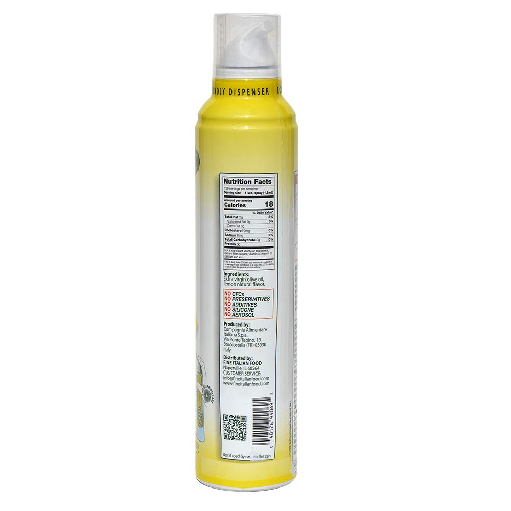 Mantova lemon EVOO spray dispenses an even mist for cooking.