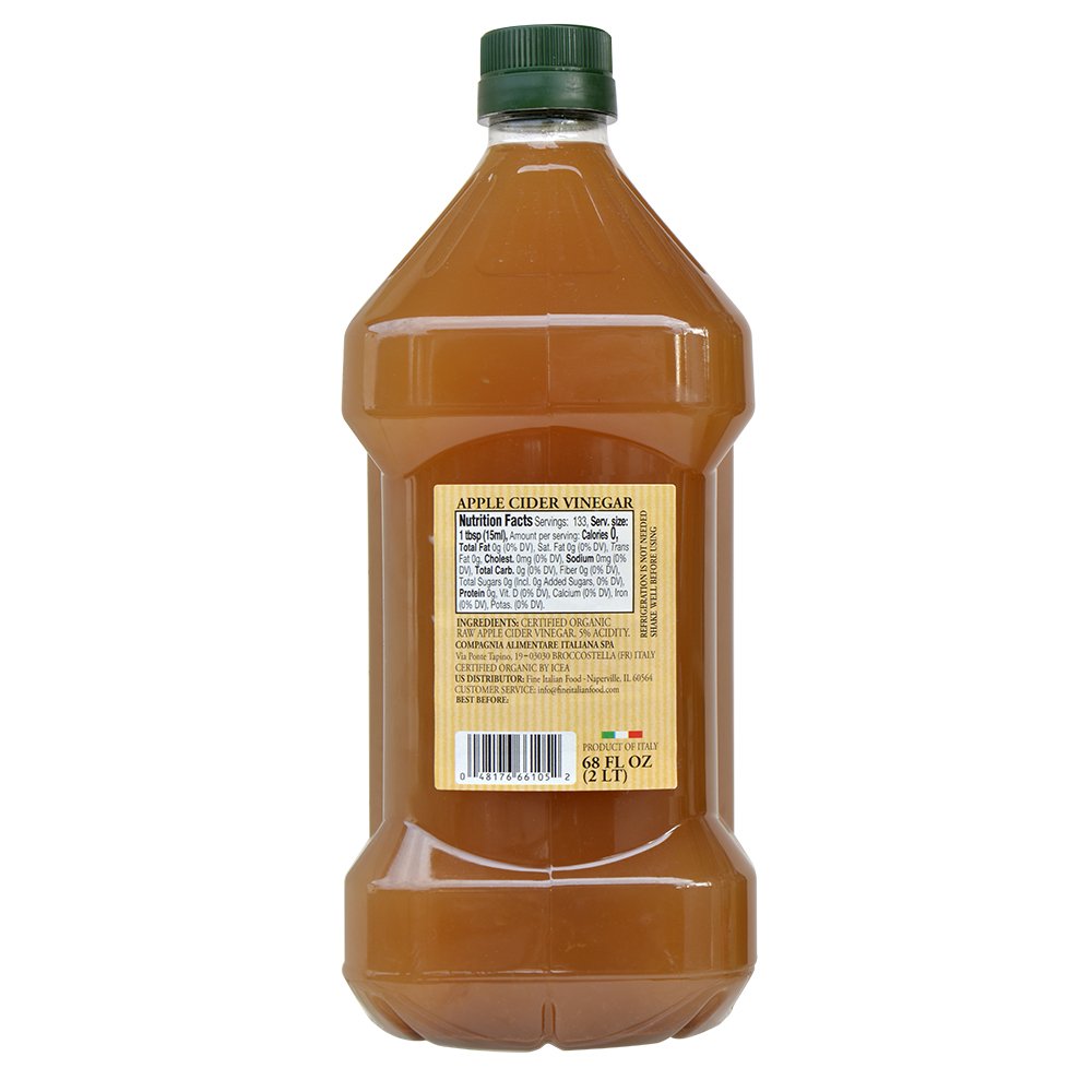 Mantova Organic ACV with the mother, showcasing natural sediment and unfiltered purity.