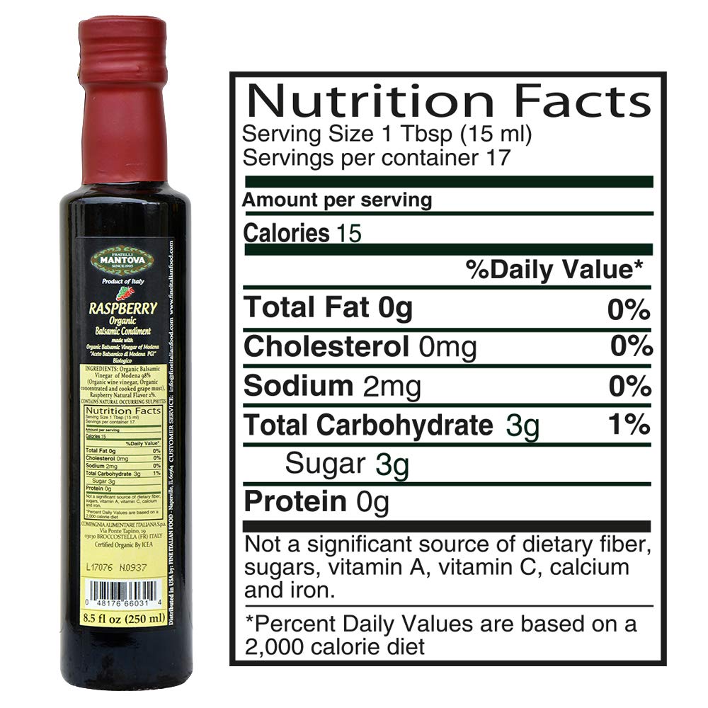 Mantova Raspberry Balsamic drizzle bottle perfect for glazes on salads and vegetables.