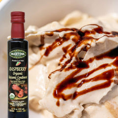 Mantova Raspberry Balsamic pour over cheese and fruit for a sweet-tart finish.