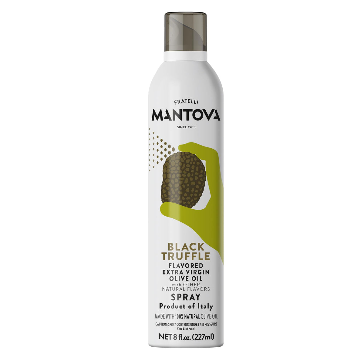 Mantova truffle oil spray bottle close-up for precise flavor control