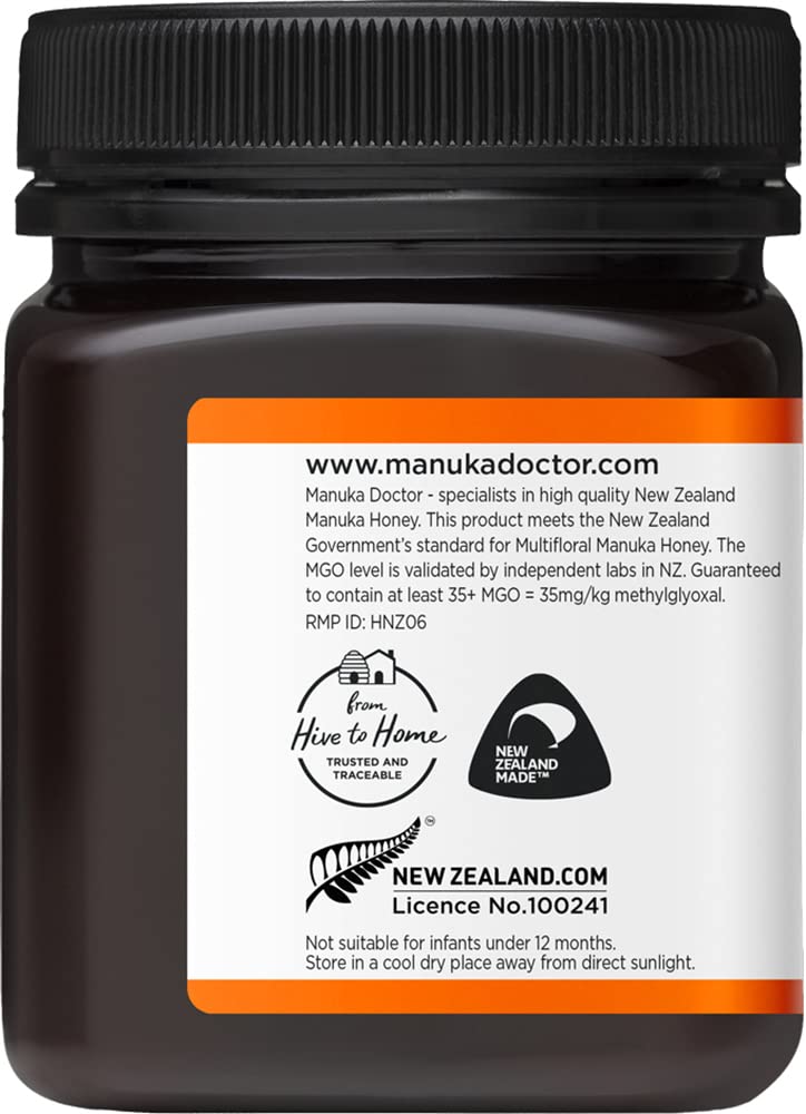 Manuka Doctor certified label confirms New Zealand origin and standards.