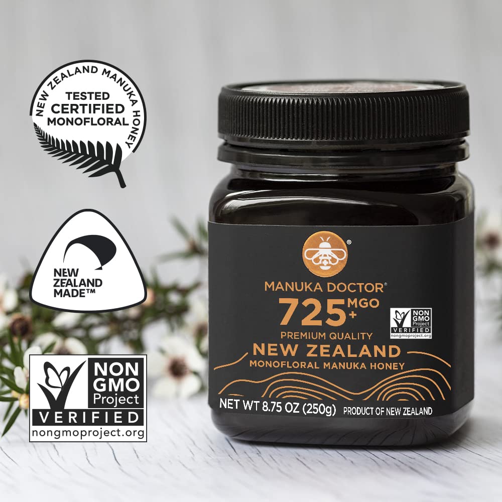 Manuka Doctor honey on muesli, adds sweetness and texture
