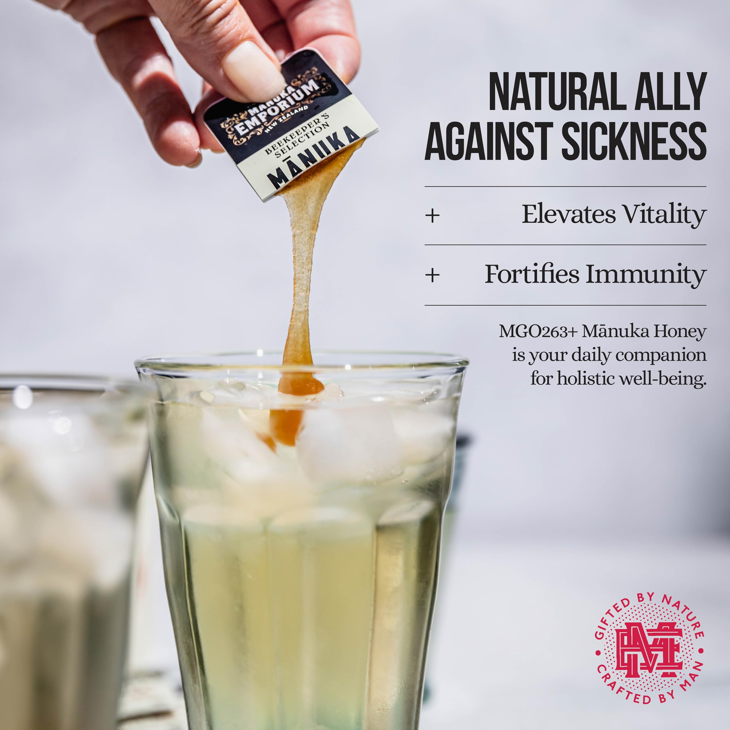 Manuka Emporium travel-ready honey packets for lunchboxes and flights.