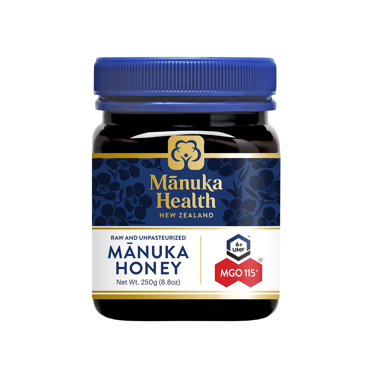 Manuka Health UMF 6+/MGO 115+ jar emphasizes authentic potency and flavor