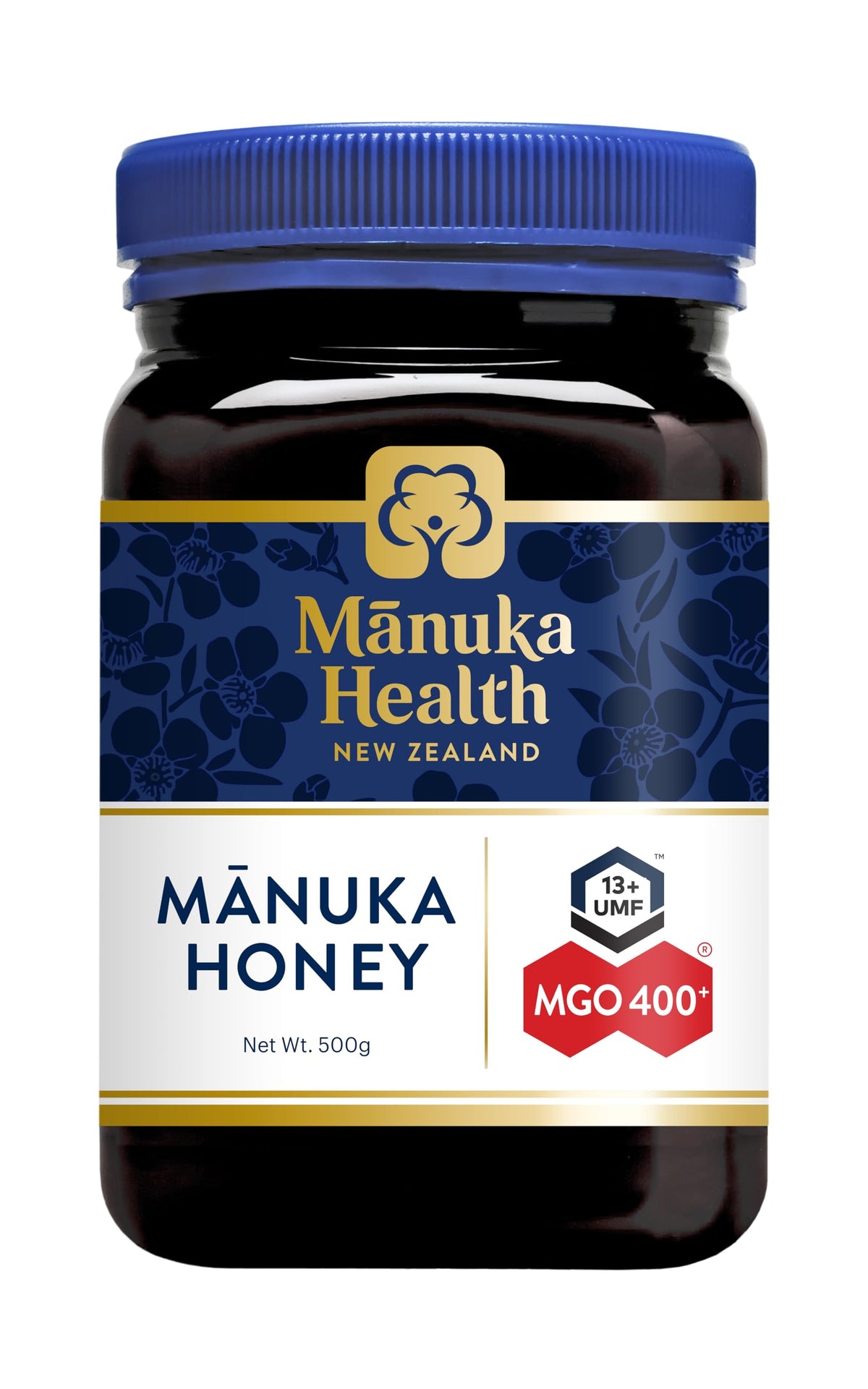 Manuka Health UMF 13+ honey jar close-up showing rich texture and color