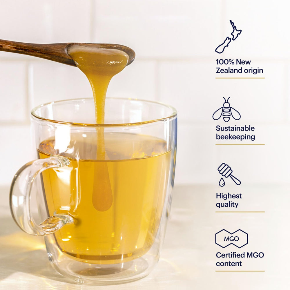 Manuka Health UMF 16+ honey suggesting digestive comfort as a daily boost