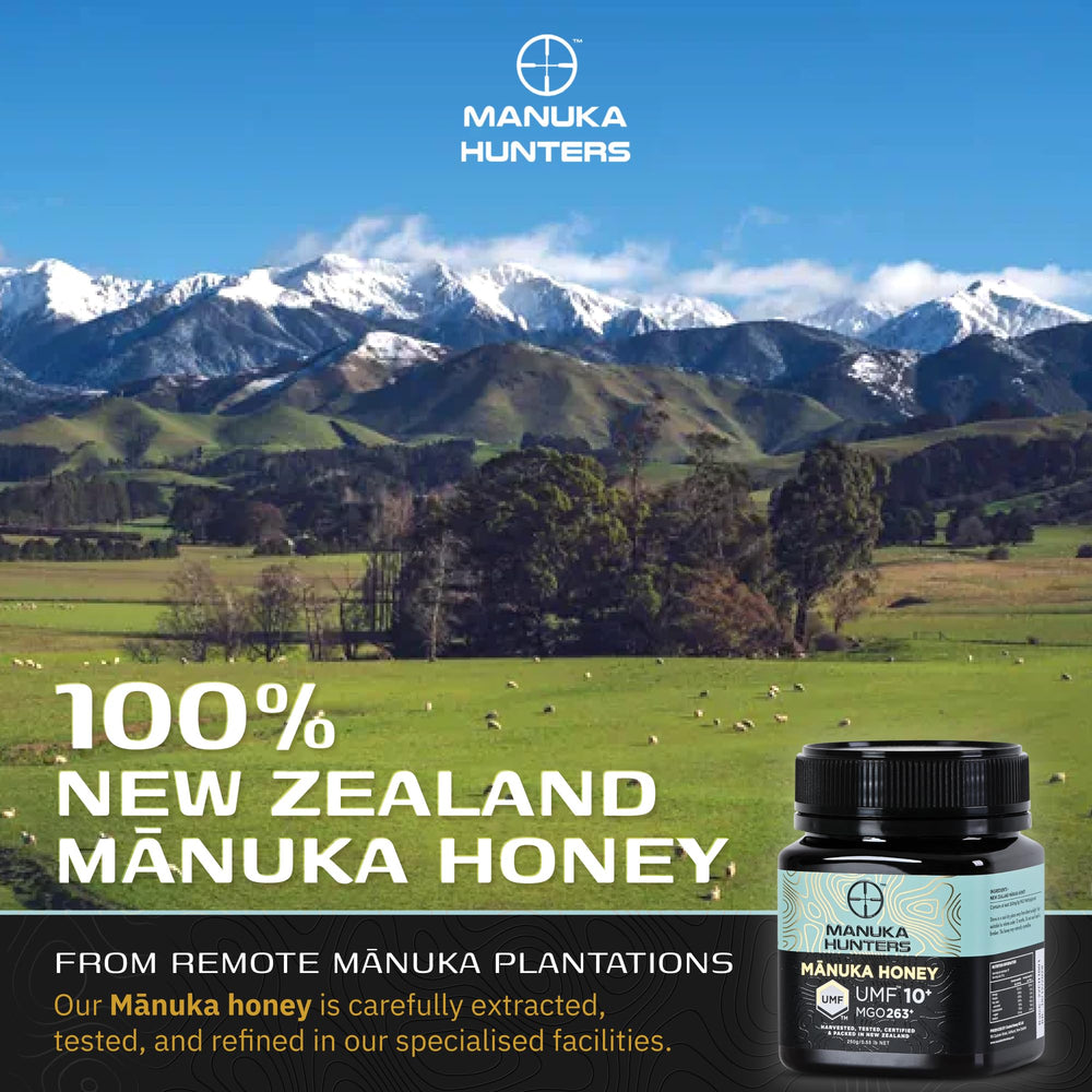 Manuka Hunters sustainable packaging on pantry display communicates ethical sourcing