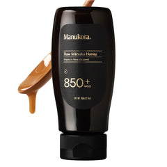 Manukora raw Manuka honey MGO 850 bottle—rich, premium flavor for daily use.