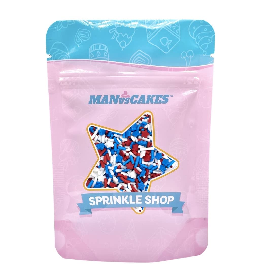 Manvscakes 4th of July sprinkles create vibrant treats.