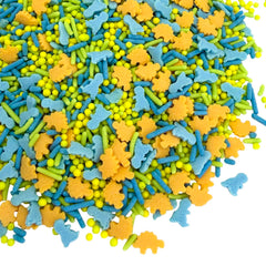 Manvscakes dinosaur sprinkles 3oz bottle adds playful color to cakes and toppings.
