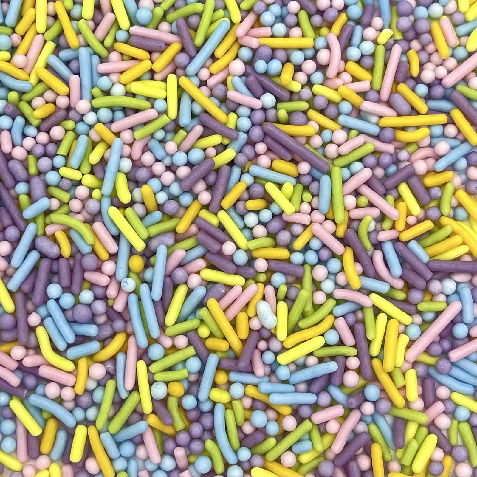 Manvscakes dye-free sprinkles collection for Easter and spring desserts.