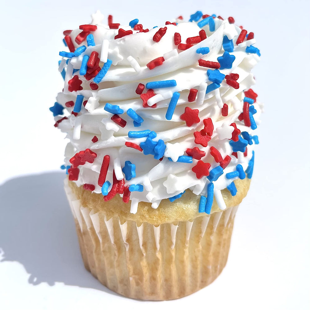 Manvscakes hand blended sprinkles offer artisanal texture.