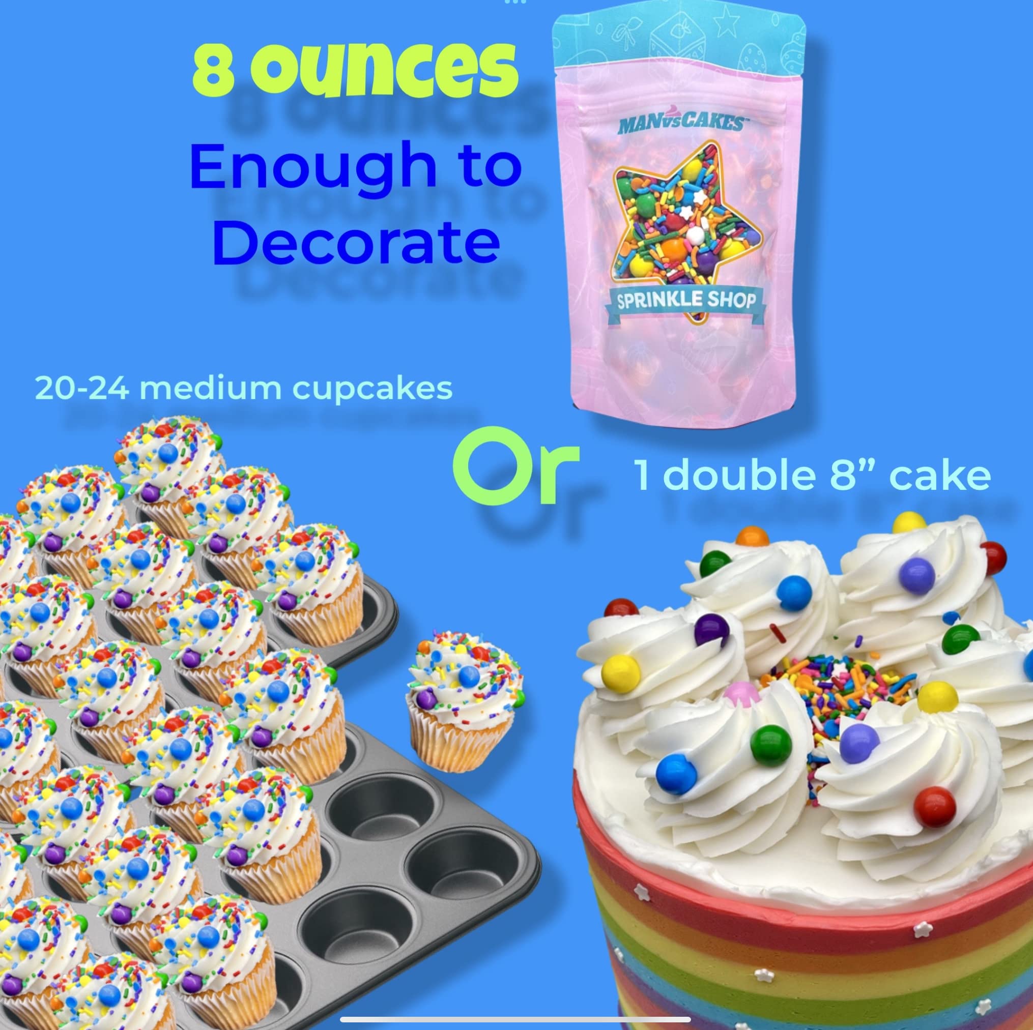 Manvscakes larger candy pieces create dramatic dessert accents.