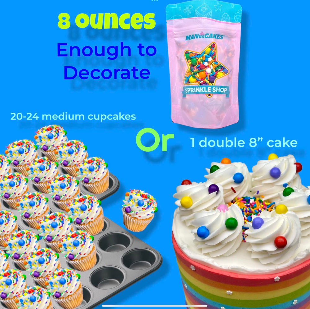 Manvscakes larger candy pieces create dramatic dessert accents.