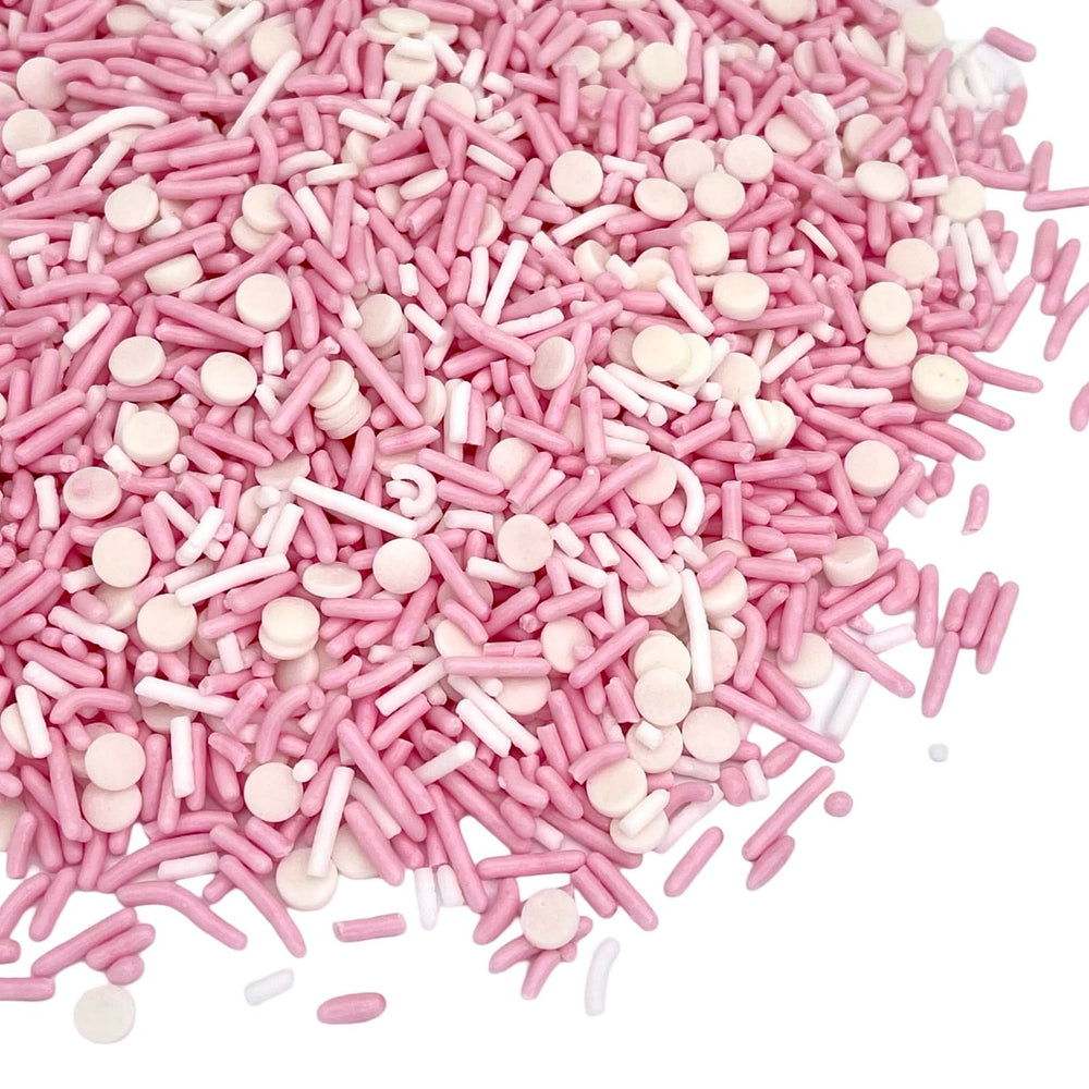 Manvscakes pink sprinkles close-up for vibrant cookies