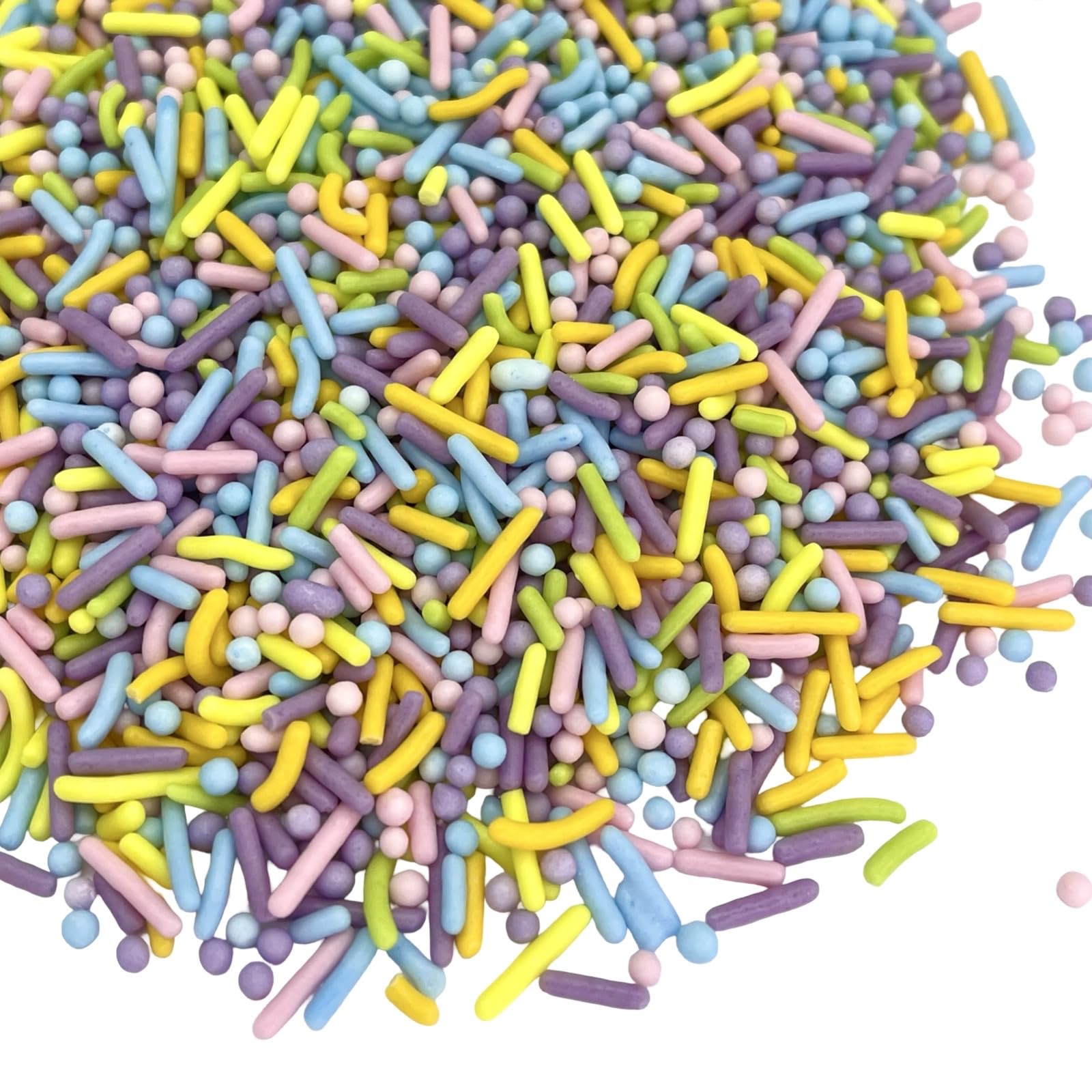 Manvscakes pastel rainbow sprinkles in a 3oz jar add vibrant color to cookies and cupcakes.