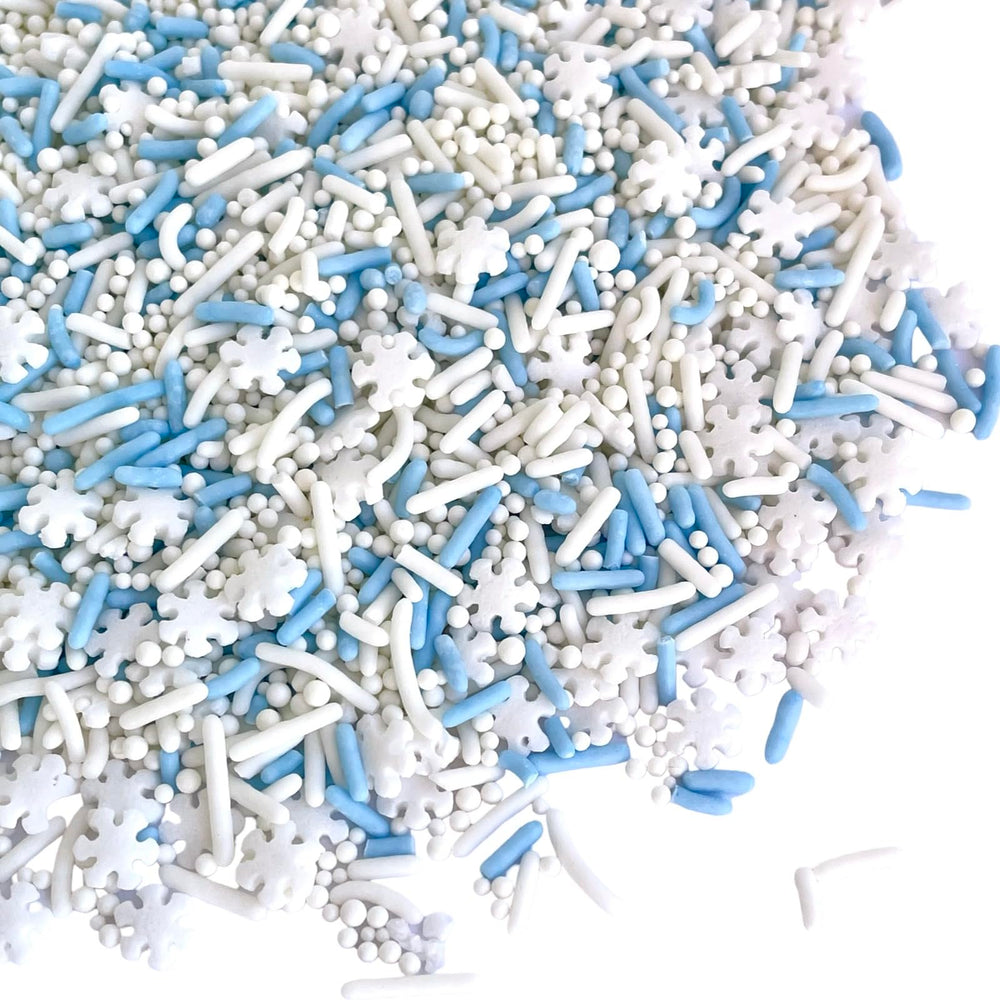 Manvscakes Snowflake sprinkles on cookies add festive color and sparkle