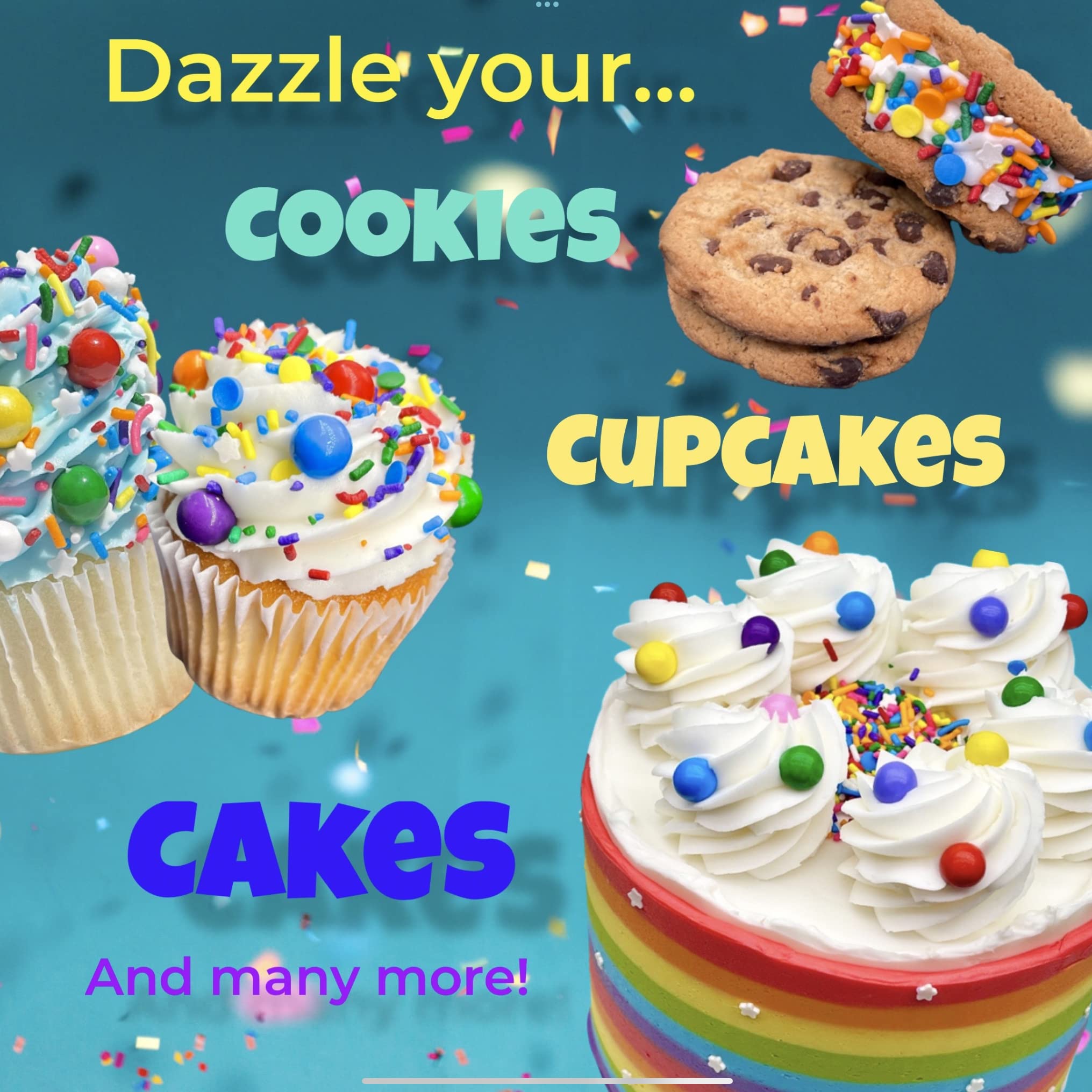 Manvscakes blue-silver sprinkles embellish cakes for celebrations.