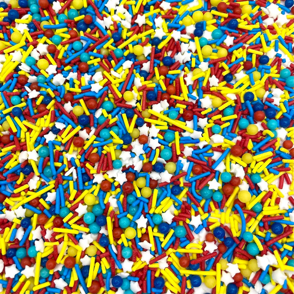 Manvscakes blue-silver confetti sprinkles brighten cookies and desserts.