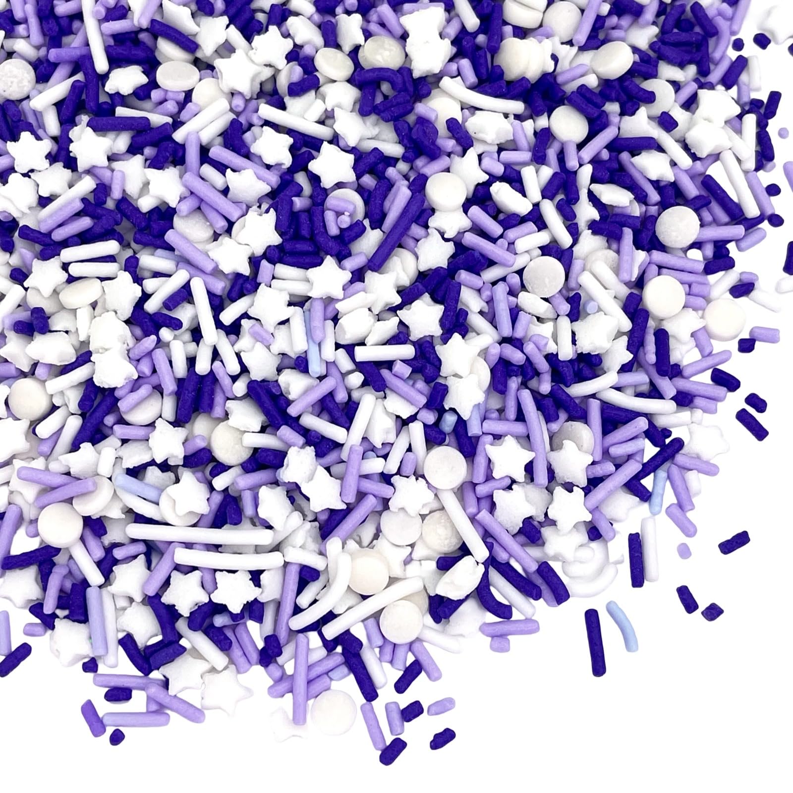 Manvscakes purple and silver sprinkles pack shown for festive cake decorating.