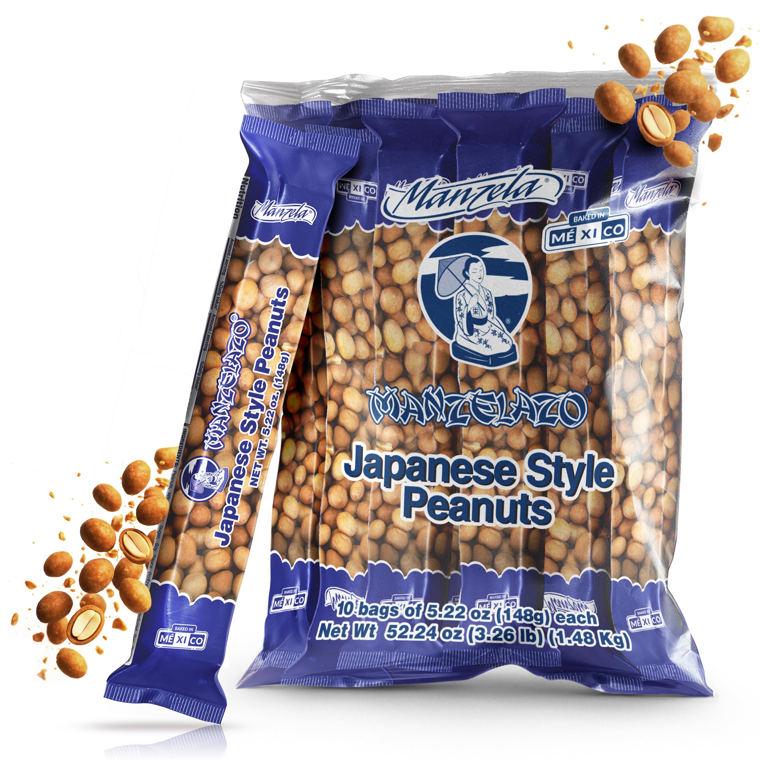 Manzela Japanese Style Coating Peanuts pack-front view for on-the-go snacking.