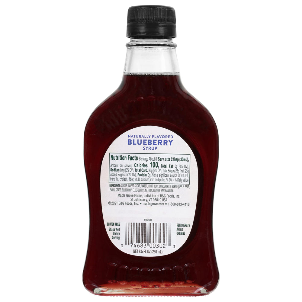 Maple Grove Farms label close-up, no high fructose corn syrup.