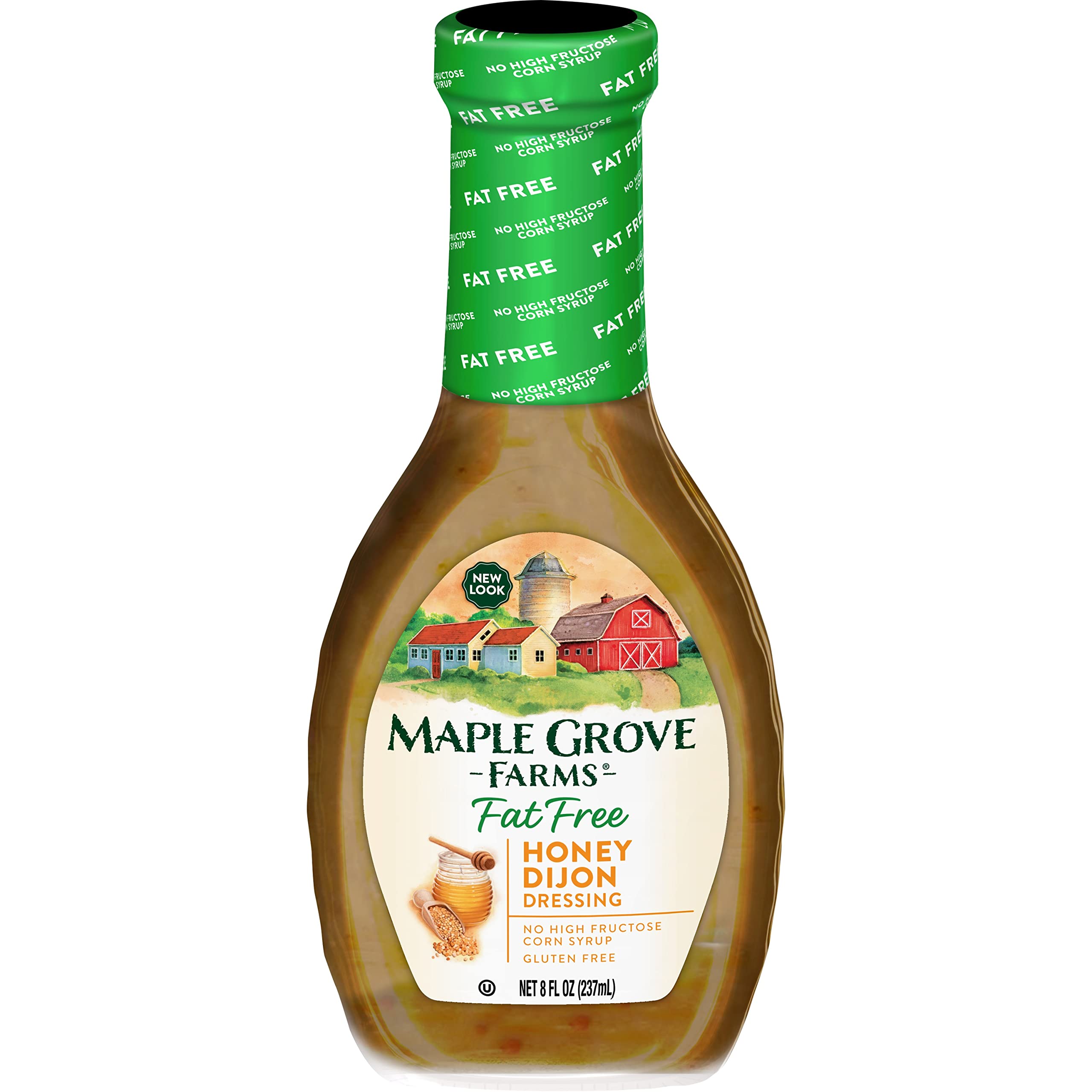 Maple Grove Farms fat-free honey dijon dressing on greens, bright and flavorful