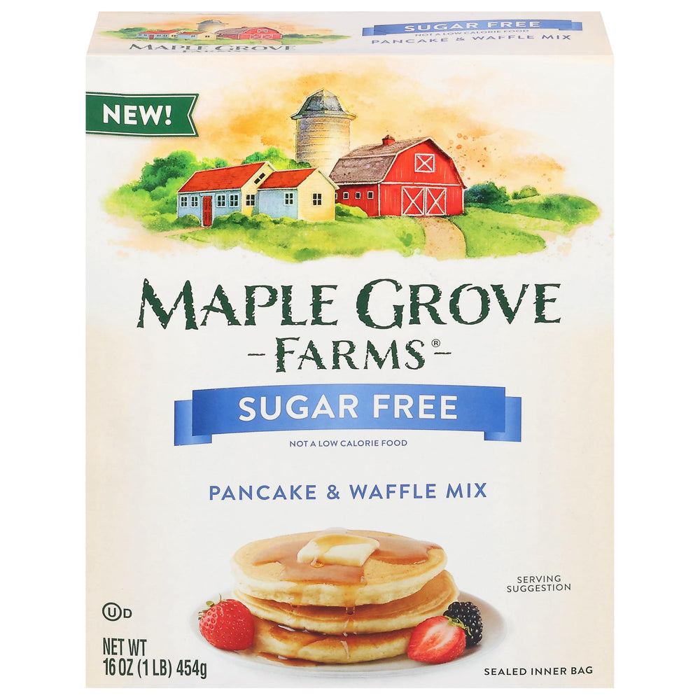 Maple Grove Farms Sugar-Free Pancake Mix bag for quick, low-sugar breakfasts